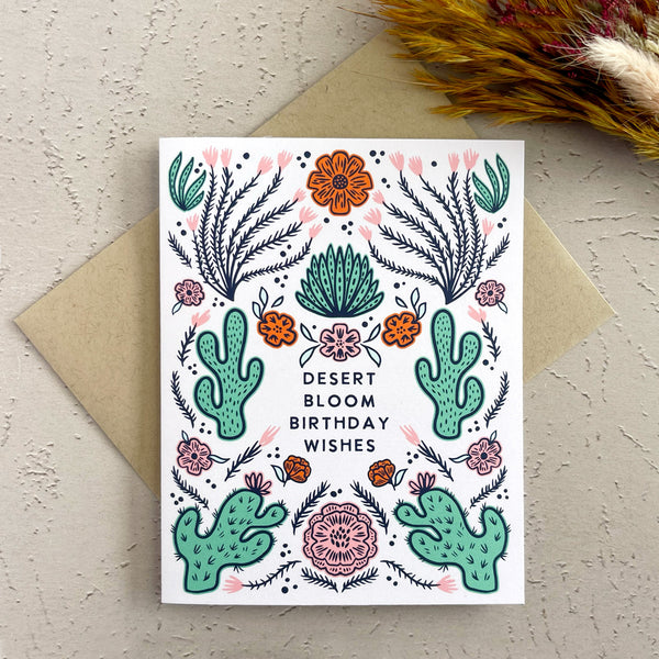 Desert Bloom Birthday Wishes Greeting Card