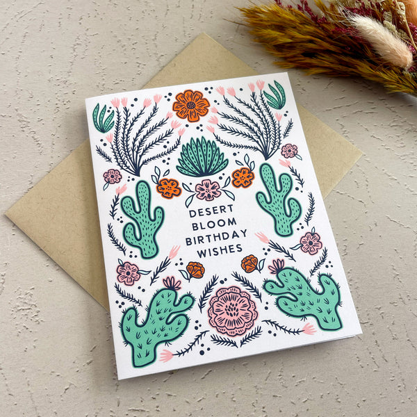 Desert Bloom Birthday Wishes Greeting Card
