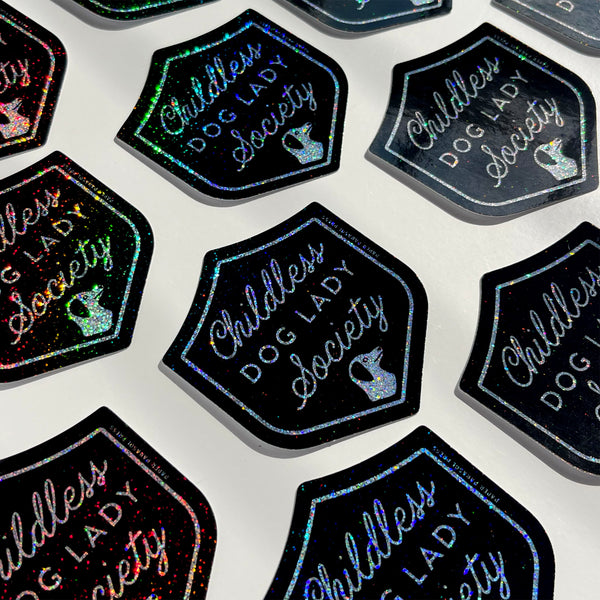 Childless Dog Lady Society Stardust Glitter Vinyl Sticker