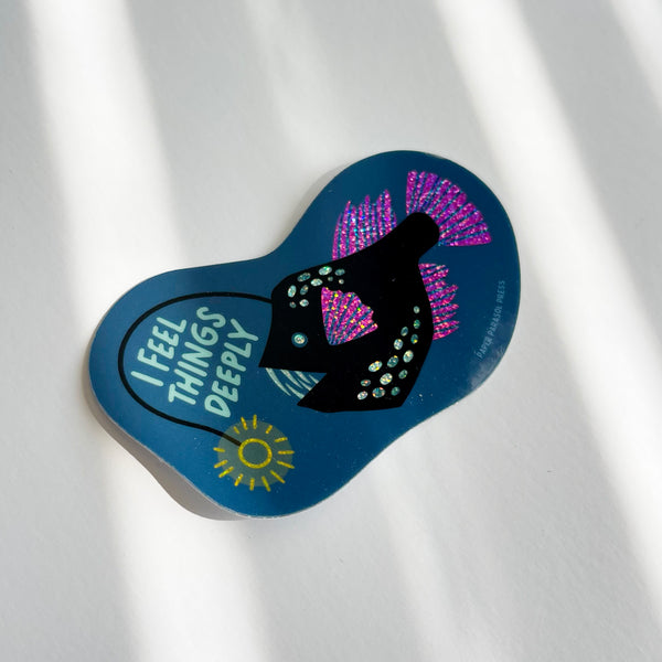 I Feel Things Deeply Anglerfish Vinyl Stardust Sticker