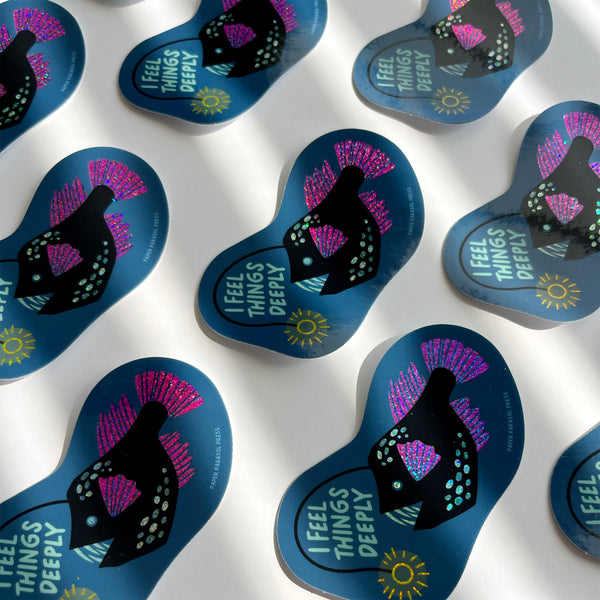 I Feel Things Deeply Anglerfish Vinyl Stardust Sticker
