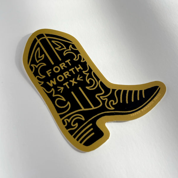 Fort Worth Black Boot Sticker