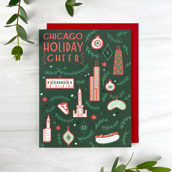 Chicago Ornaments Holiday Christmas Card