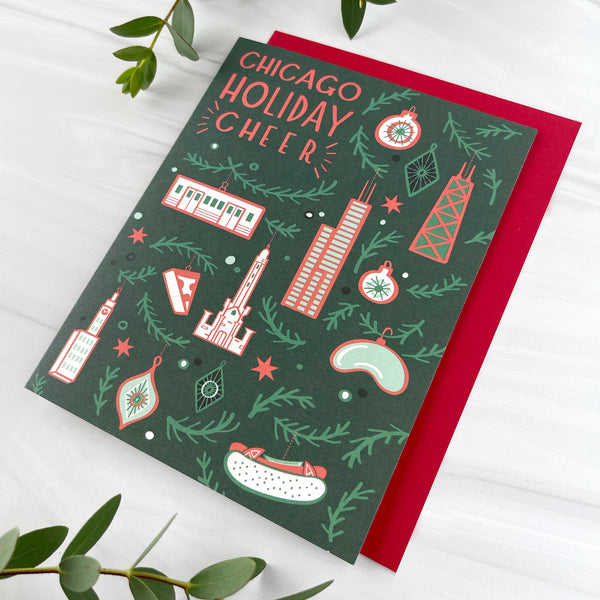 Chicago Ornaments Holiday Christmas Card