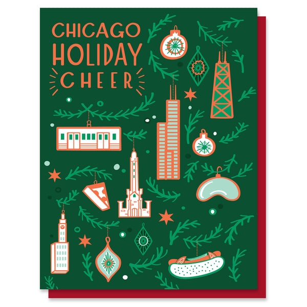 Chicago Ornaments Holiday Christmas Card