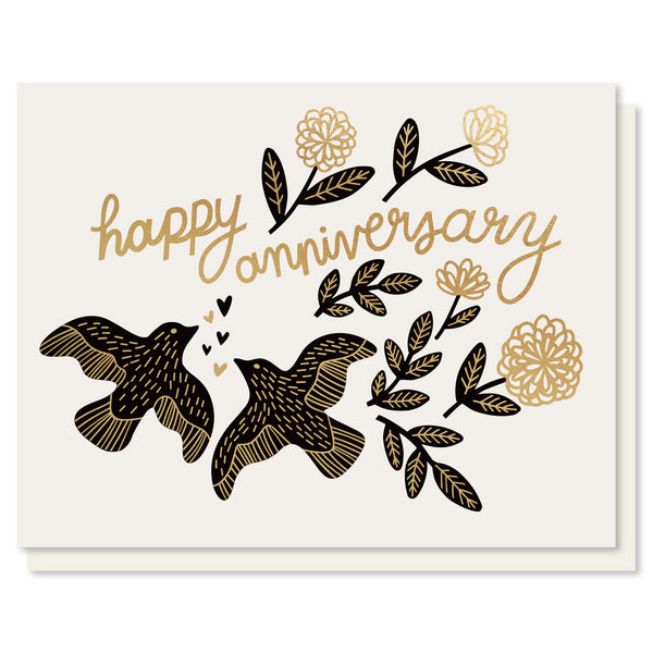 Anniversary Birds Foil Card