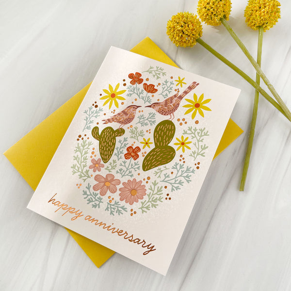 Cactus Wren Anniversary Card