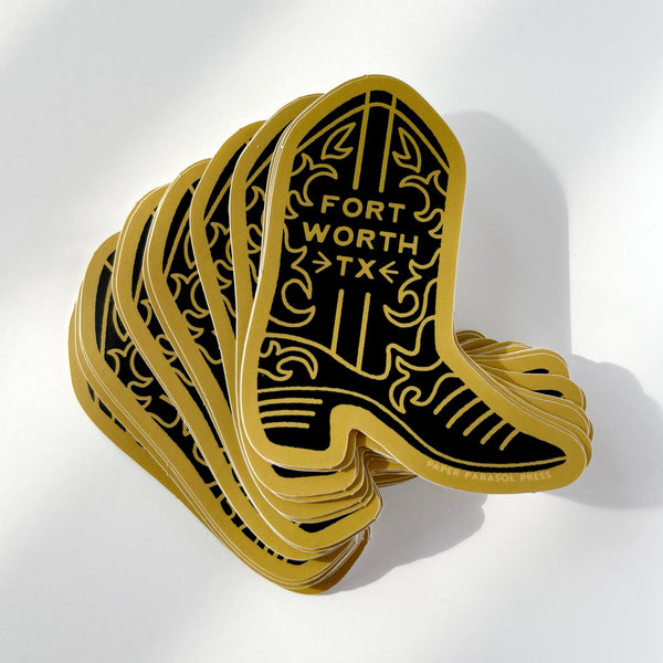 Fort Worth Black Boot Sticker