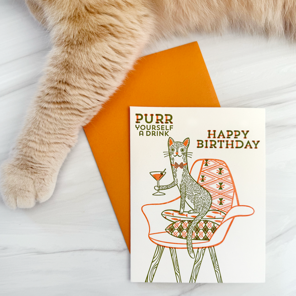Purr a Drink Birthday Card