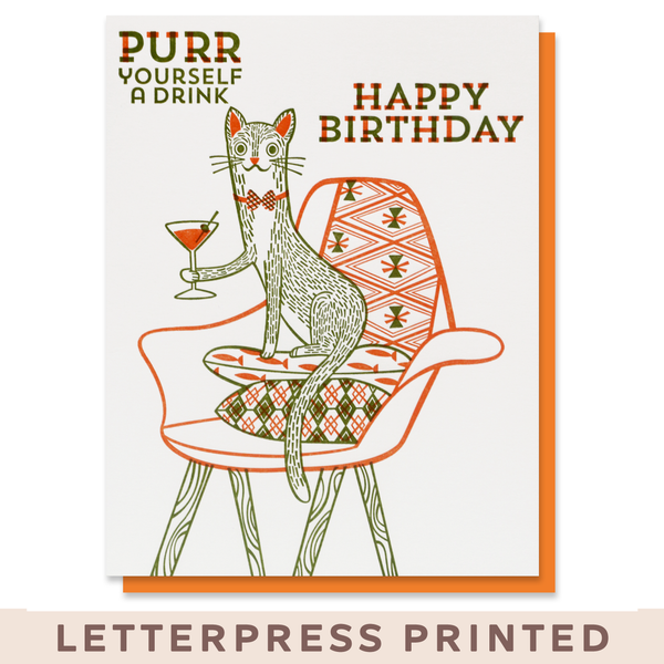 Purr a Drink Birthday Card