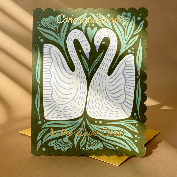 Wedding Folk Swans Card