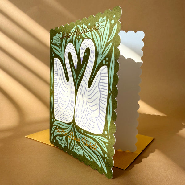 Wedding Folk Swans Card