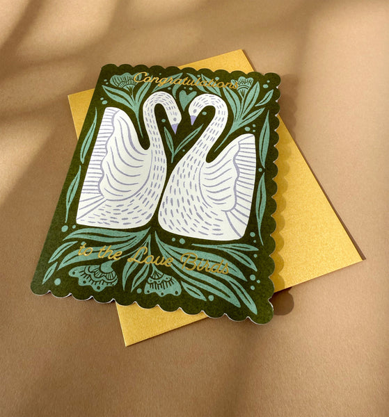 Wedding Folk Swans Card