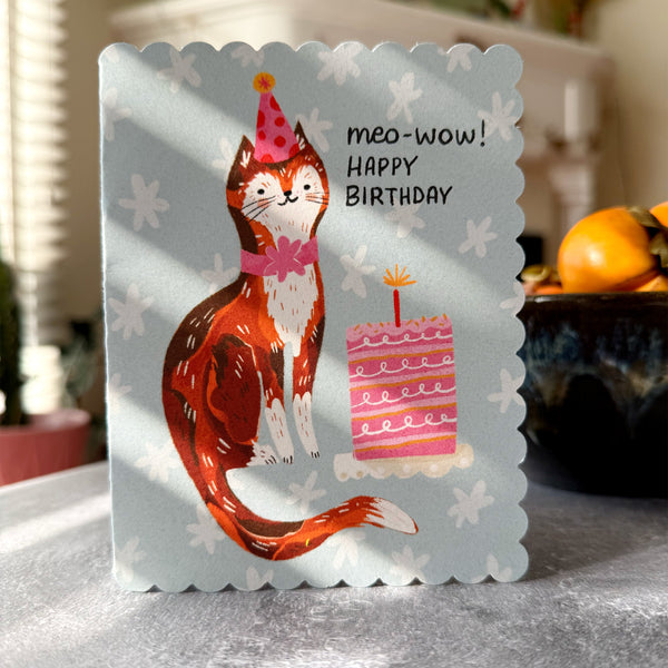 Meo-Wow Birthday Cat Card