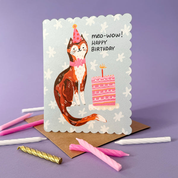 Meo-Wow Birthday Cat Card