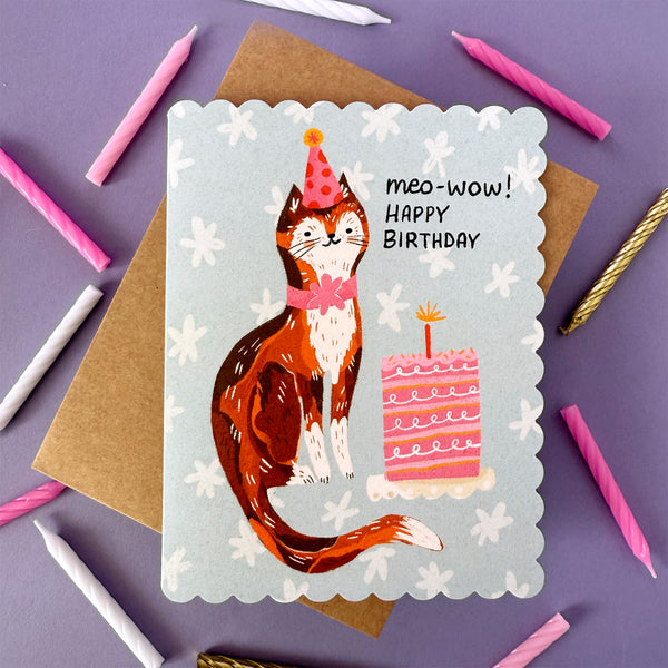 Meo-Wow Birthday Cat Card