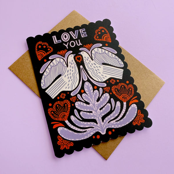 Folk Dove Love Card