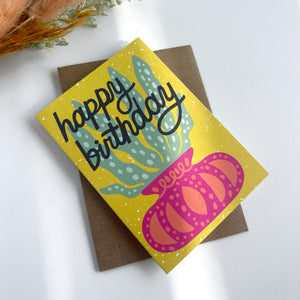 Happy Birthday Snake Plant Mini Card