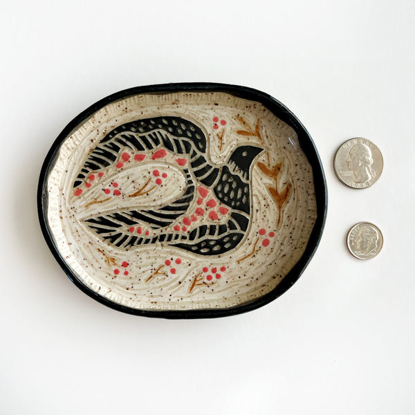 Bird in Flight Speckled Clay Trinket Dish