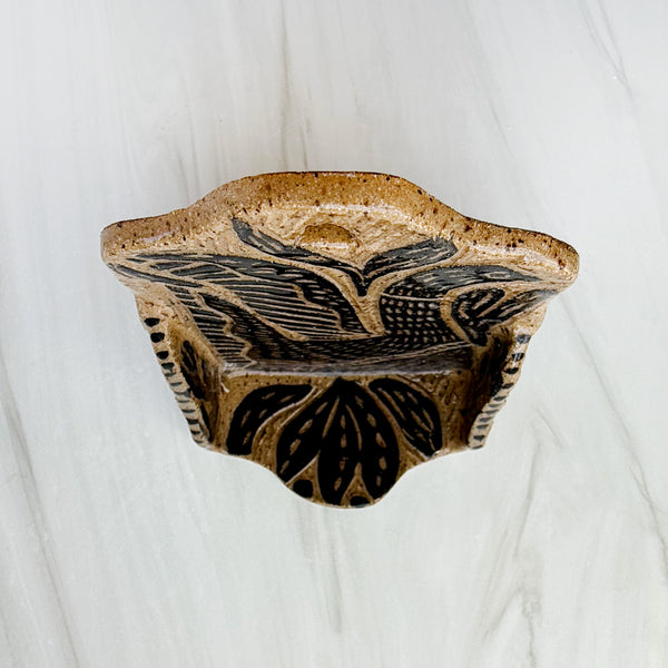 Ceramic Nordic Blackbird on Speckeled Buff Small Shrine