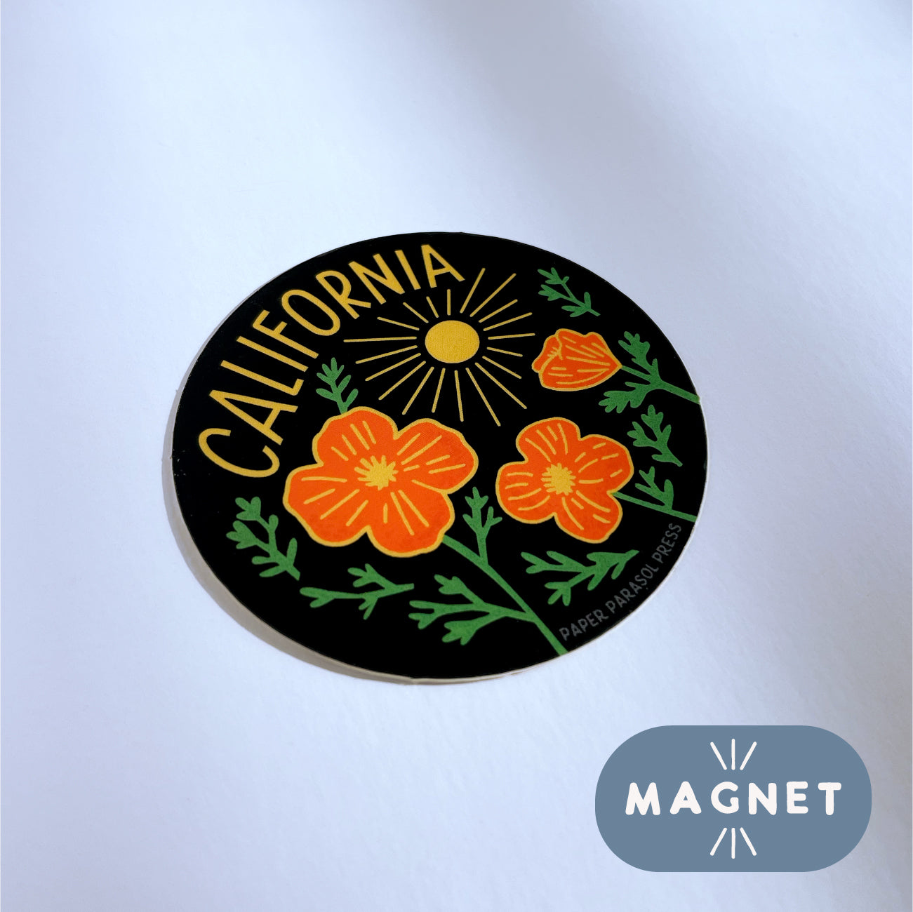 California Poppy Sun Black Magnet