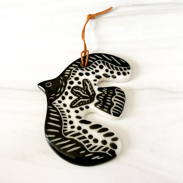 Folk Bird Porcelain Wall Charm Ornament