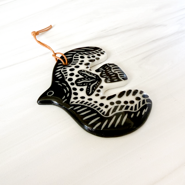 Folk Bird Porcelain Wall Charm Ornament