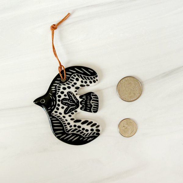 Folk Bird Porcelain Wall Charm Ornament