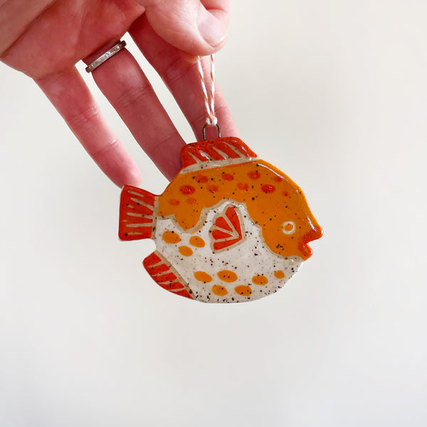 Fugu Fish Hand Painter Ceramic Ornament