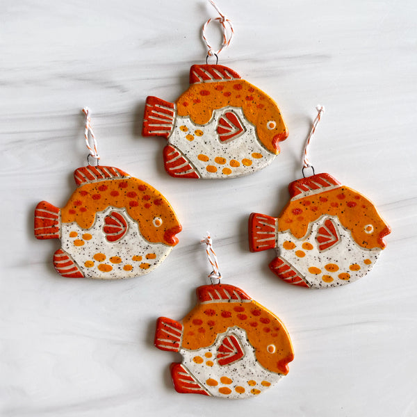 Fugu Fish Hand Painter Ceramic Ornament