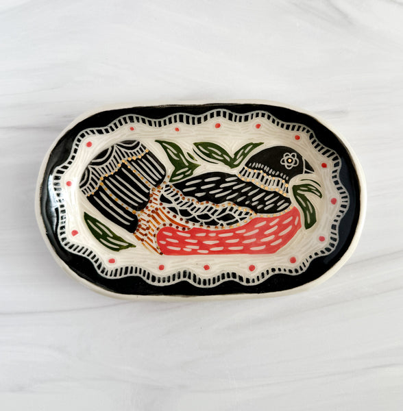 Nesting Bird Gold Luster Decorative Plate