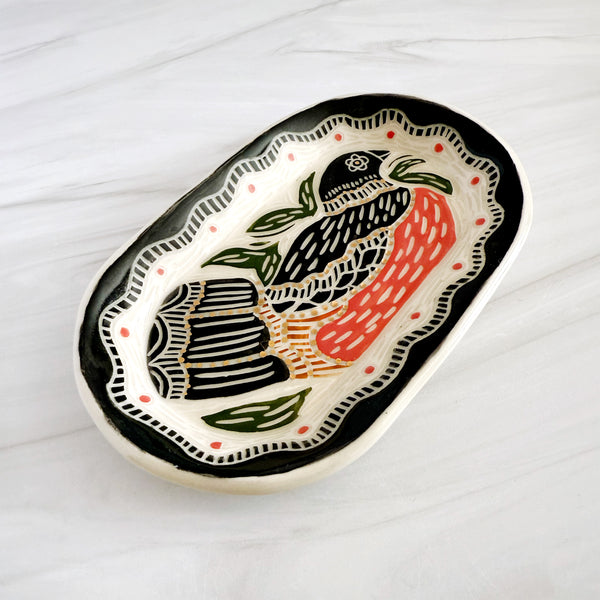 Nesting Bird Gold Luster Decorative Plate