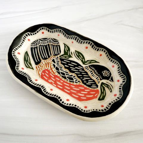Nesting Bird Gold Luster Decorative Plate