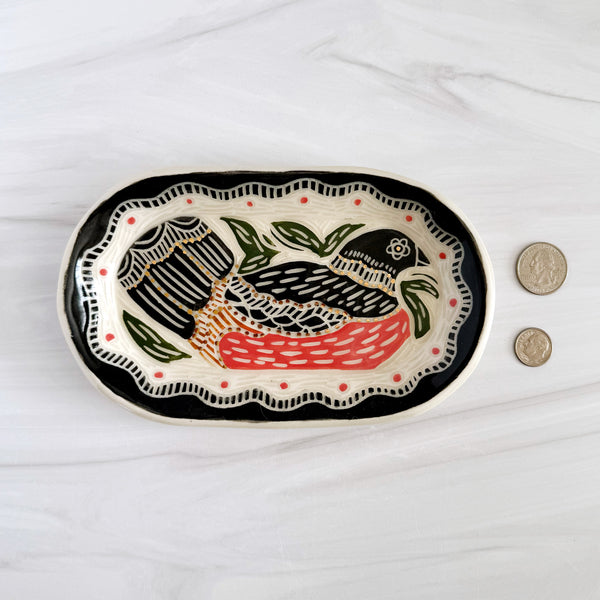 Nesting Bird Gold Luster Decorative Plate