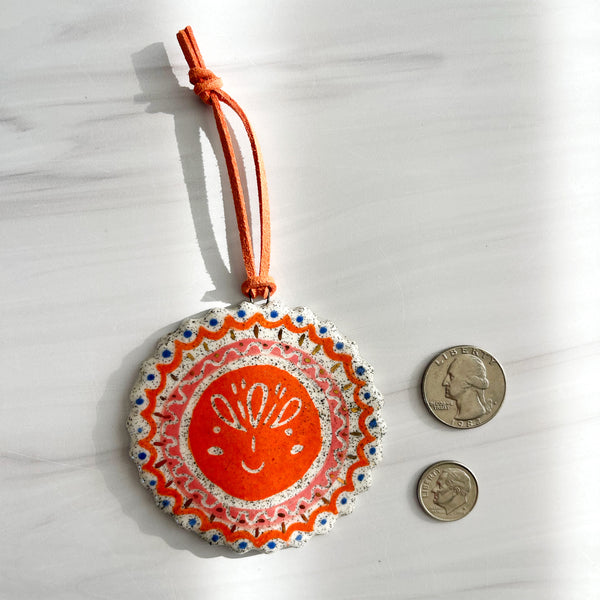 Little Lato Orange Sun with Gold Luster Accents Ceramic Charm