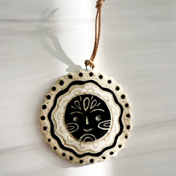 Little Lato Black and White Sun Ceramic Charm