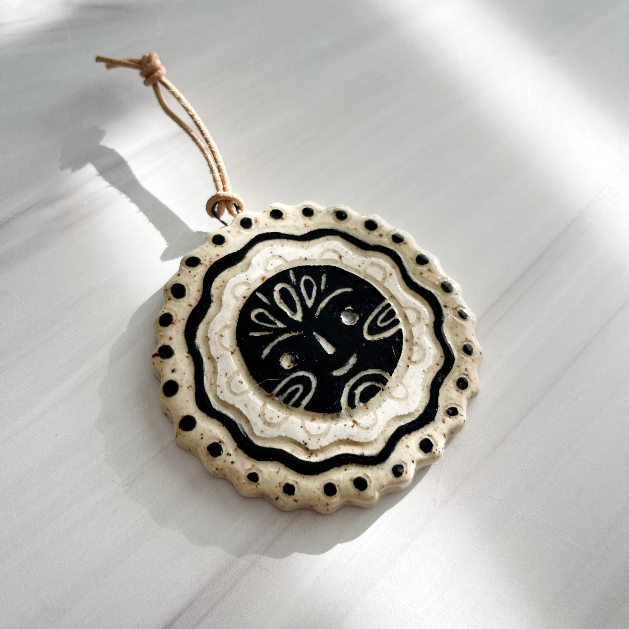 Little Lato Black and White Sun Ceramic Charm