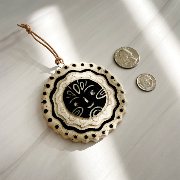 Little Lato Black and White Sun Ceramic Charm