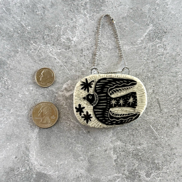 Ceramic Black Bird Mini Hanging Art