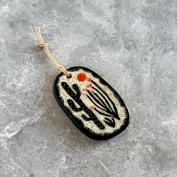 Ceramic Desert Cactus Scene Mini Hanging Art