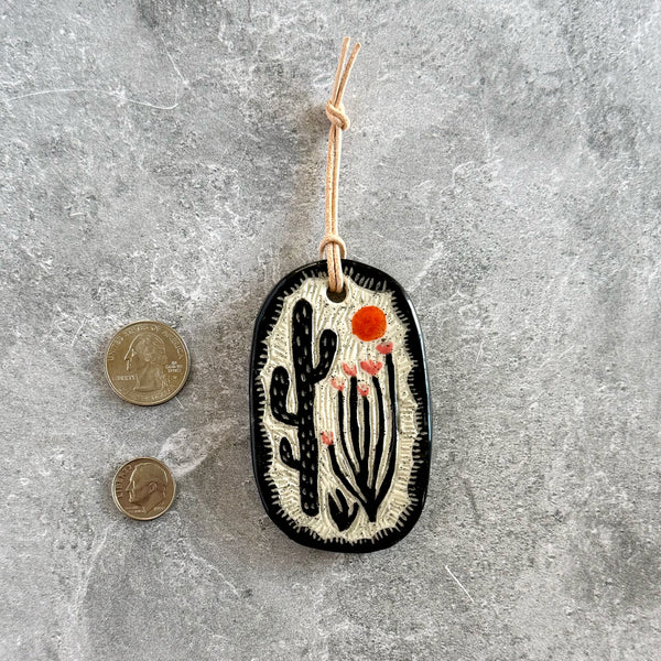Ceramic Desert Cactus Scene Mini Hanging Art