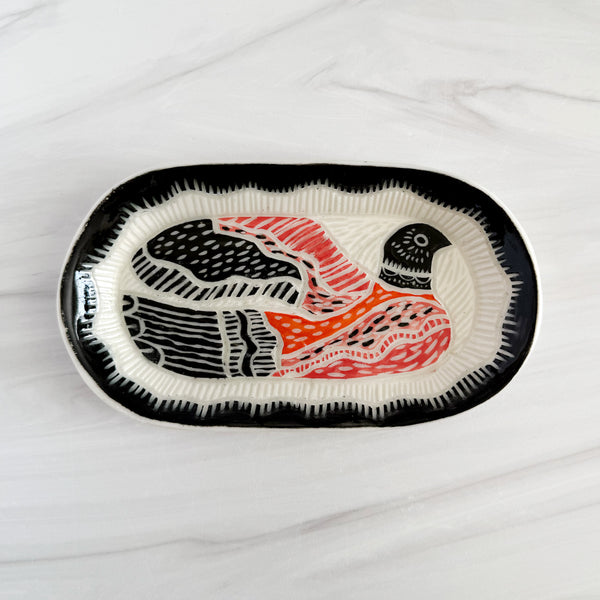 Nordic Bird in Flight Decorative Ceramic Plate