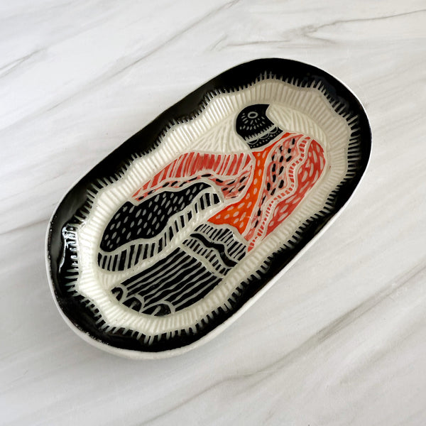 Nordic Bird in Flight Decorative Ceramic Plate