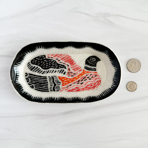 Nordic Bird in Flight Decorative Ceramic Plate