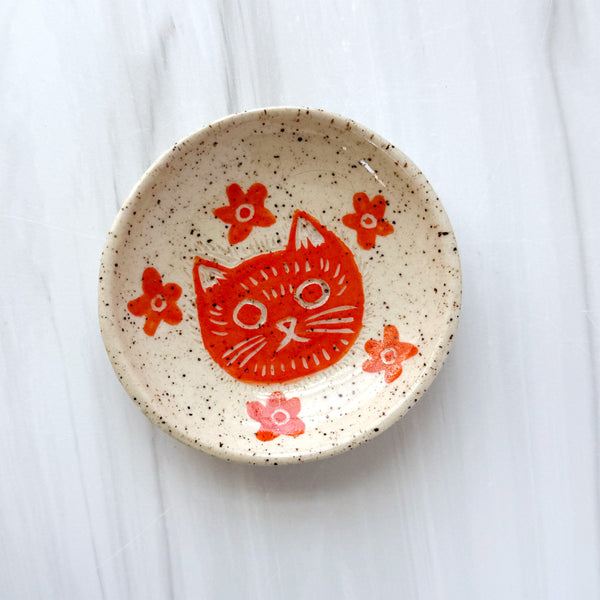 Ceramic Orange Cat I Ring Dish