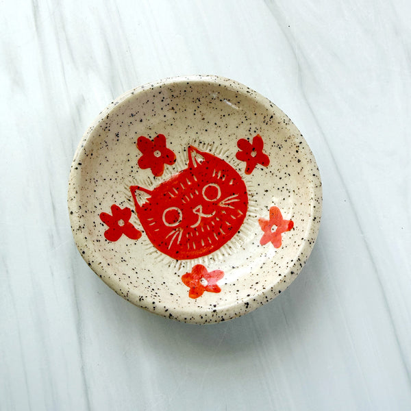 Ceramic Orange Cat II Ring Dish