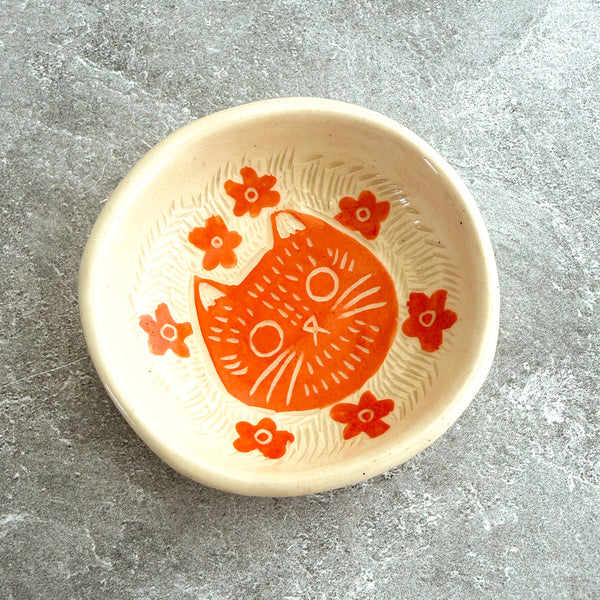 Ceramic Orange Cat III Small Dish