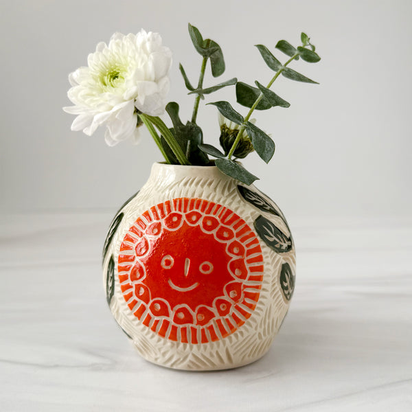Ceramic Lato Orange Suns I Small Bud Vase
