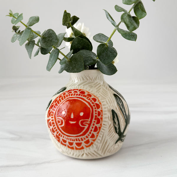 Ceramic Lato Orange Suns II Small Bud Vase