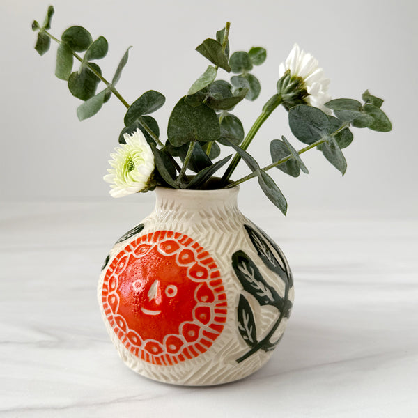 Ceramic Lato Orange Suns II Small Bud Vase